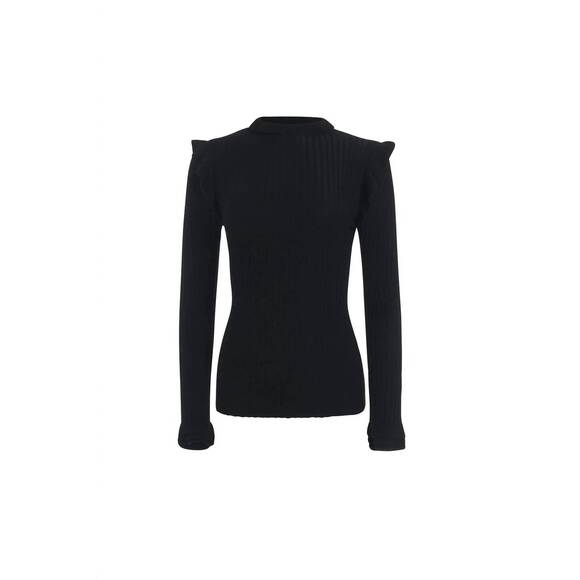 NEW MARIE OLIVER tinley form-fitting turtleneck top in black - Picture 6 of 6